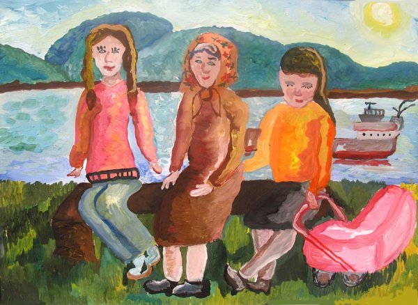 Три поколения женщин рисунок