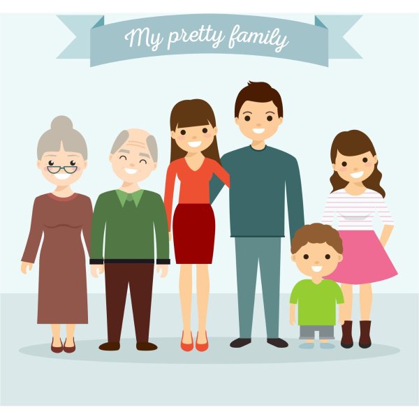 Три поколения семьи иллюстрация