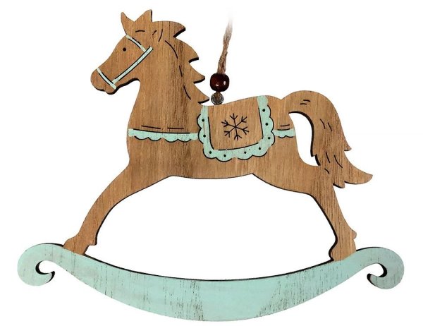 Деревянная лошадка елочная игрушка