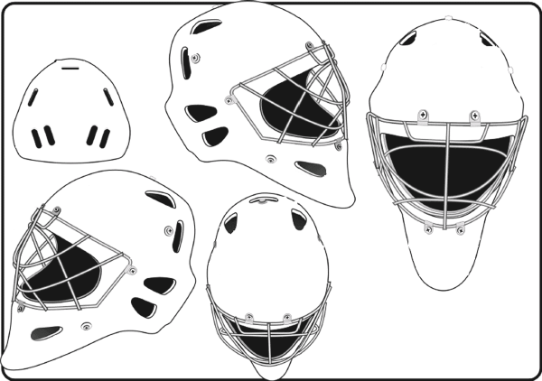 Хоккейный шлем игрока вид спереди вектор