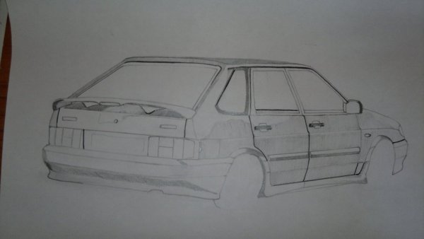 ВАЗ 2114 нарисовать сбоку