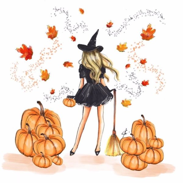 Рисунки на Хэллоуин милые девочки