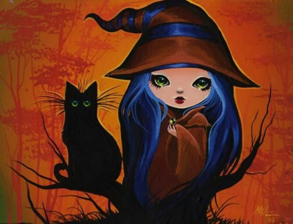 Ведьма с кошкой