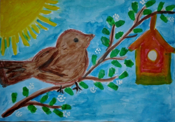 Скворец рисунок