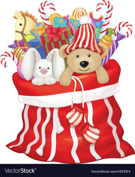 Новогодние мешочки для подарков на прозрачном фоне