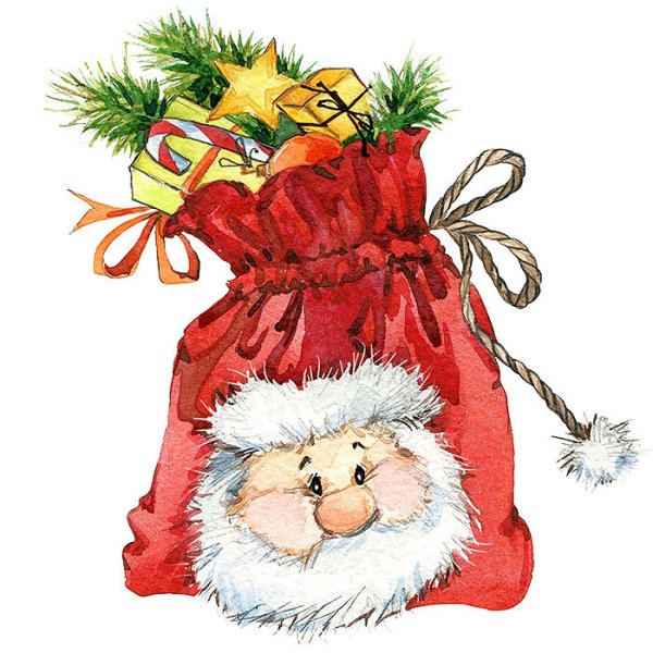 Мешок с подарками на белом фоне