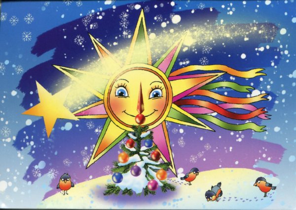 Витражная роспись по стеклу зима