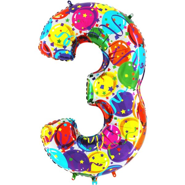 Шарик цифра 3 фольгированная