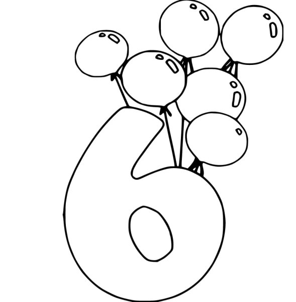 Цифра шесть раскраска