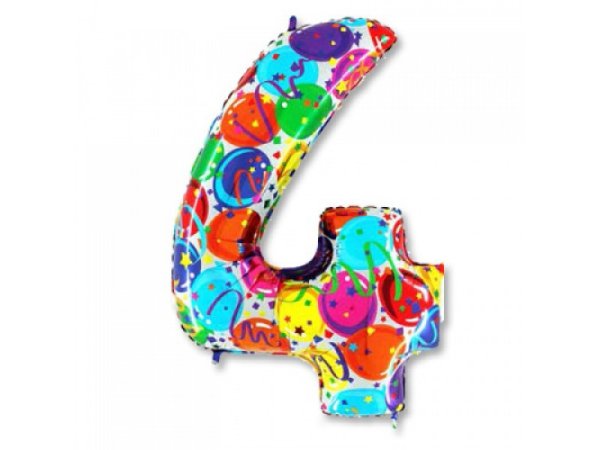 Цифра 4 шарик фольгированный
