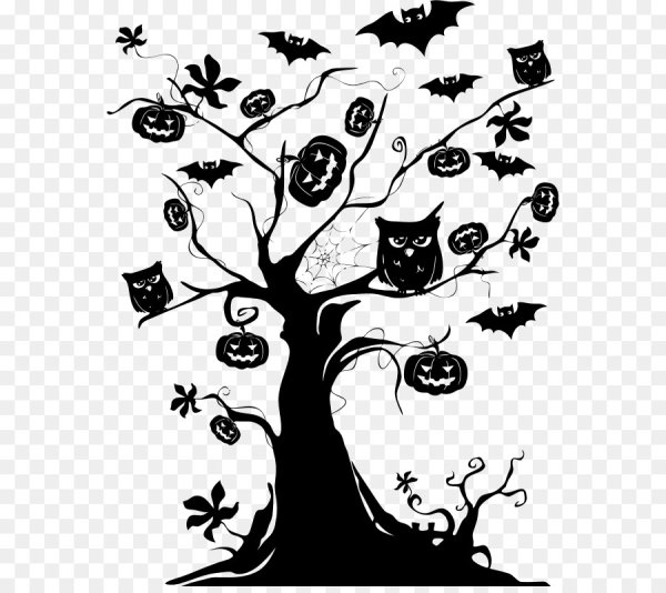 Дерево Хэллоуин силуэт