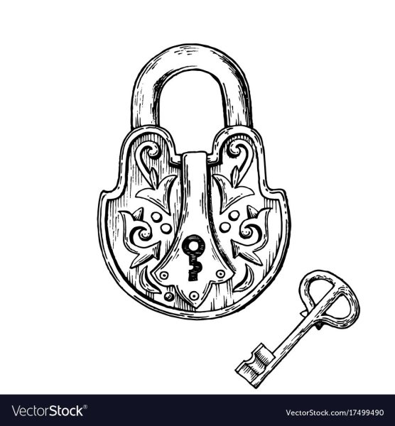 Трафарет замок и ключ