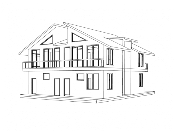 Симметричный дом карандашом