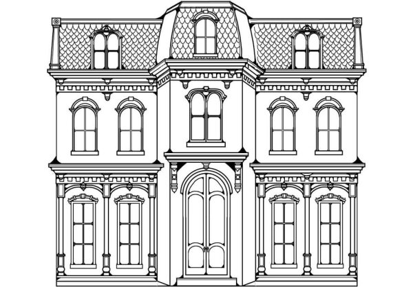 Здания в стиле Модерн карандашом