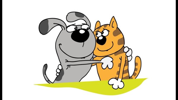 Мультяшный кот и собака