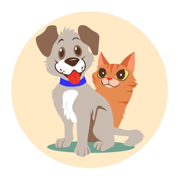 Контур собаки и кошки вместе