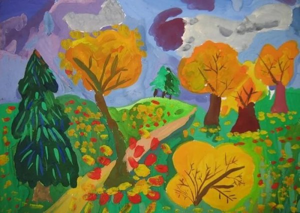 Пейзаж детские работы
