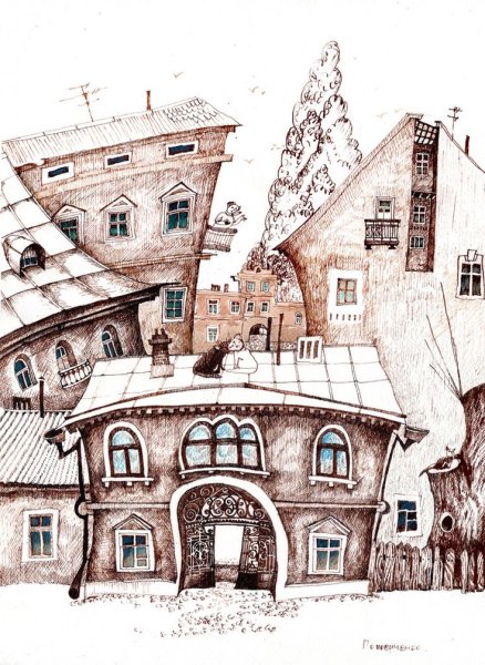 Стилизованный пейзаж Графика