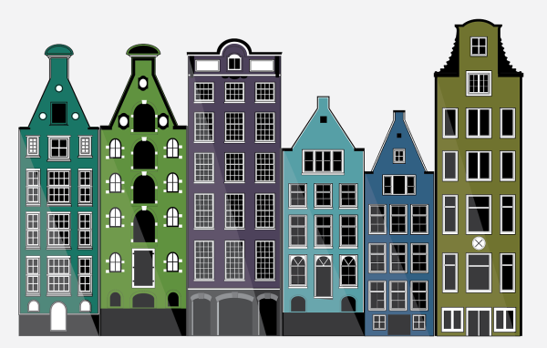 Голландские домики силуэт