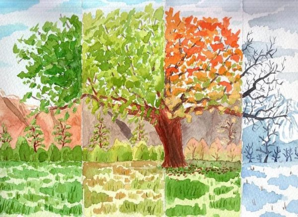 Дерево смена времен года