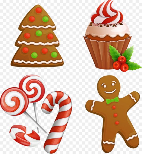 Рождественские сладости на прозрачном фоне