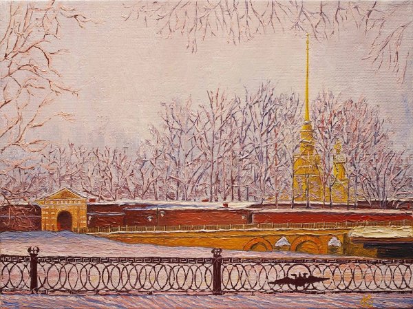 Зимний Петербург Петропавловская крепость в живописи