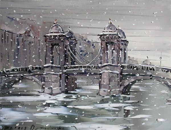 Городской пейзаж Петербург холст масло Сергей Демиденко