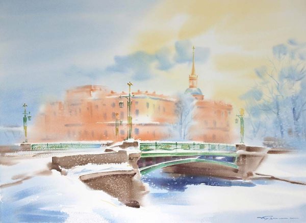 Питер акварель Кузема
