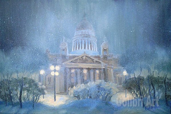 Зимний Петербург Исаакиевский собор картина