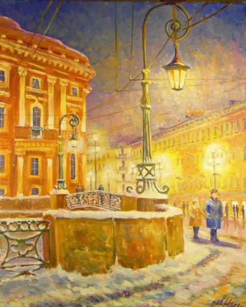 Городские пейзажи с фонарями