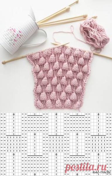 Узор спицами шишечки Малинка