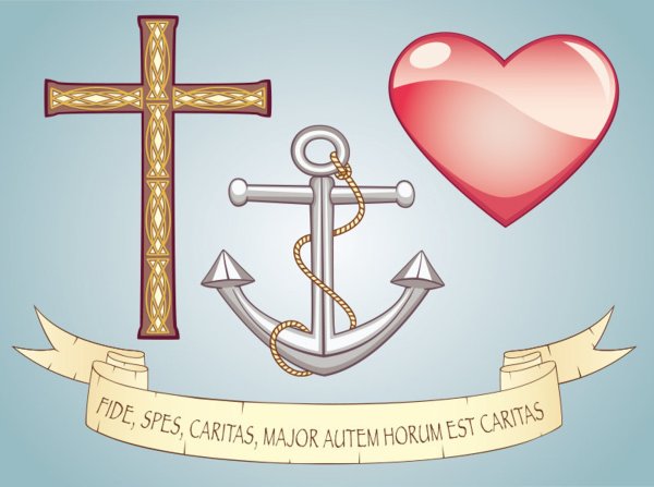 Крест якорь сердце