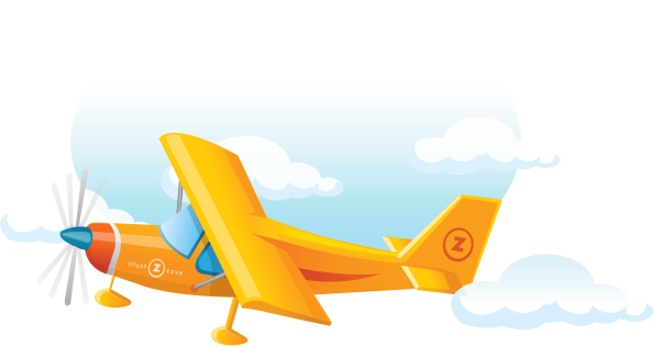 Самолет в облаках вектор