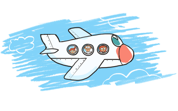 Самолет в небе плоский дизайн