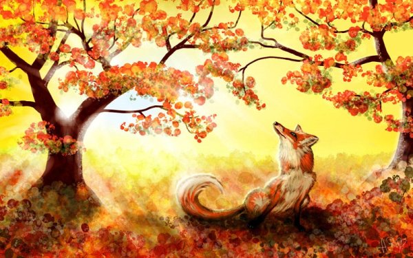 Лиса осень арт