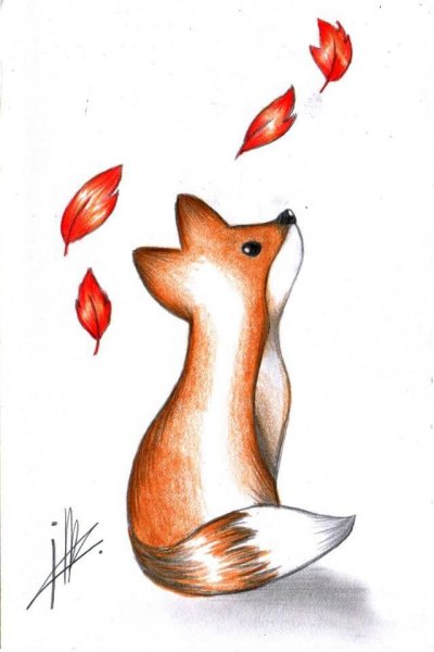 Рисование осенняя Лисичка
