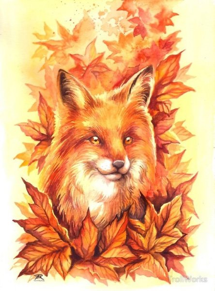 Лисенок в листьях