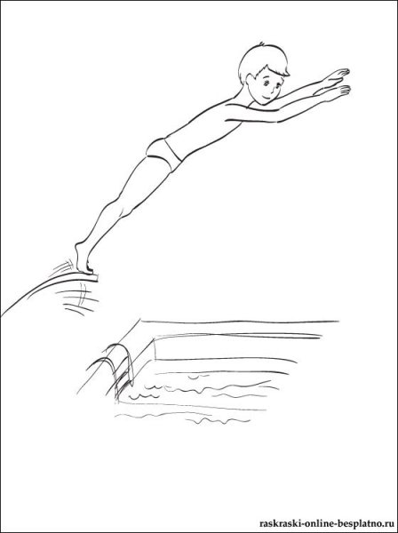 Человек плывет на белом