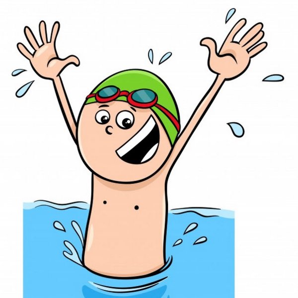 Мальчик плавает мультяшный