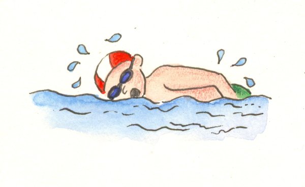 Мальчик плавает раскраска для детей