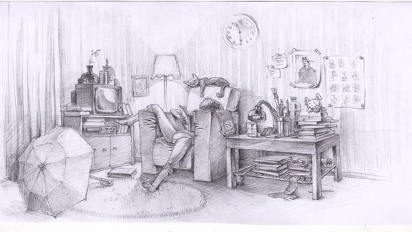 Зарисовки людей в интерьере