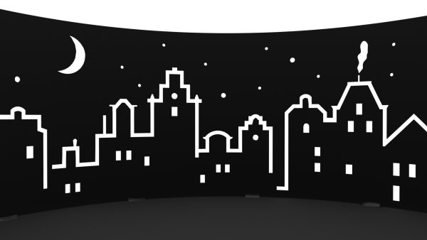 Силуэты домов на стене