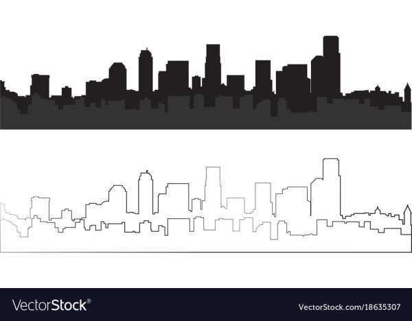 Контурный силуэт города