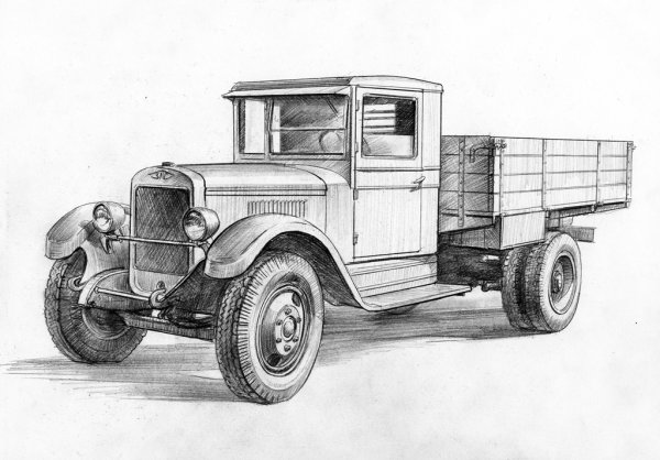 Полуторка автомобиль ГАЗ АА рисунок