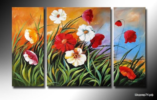 Триптих с цветами
