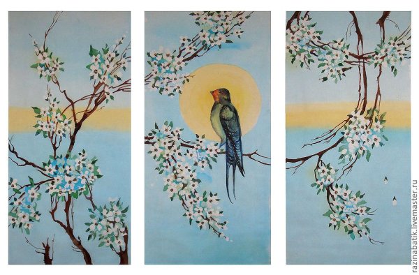 Картина триптих птицы