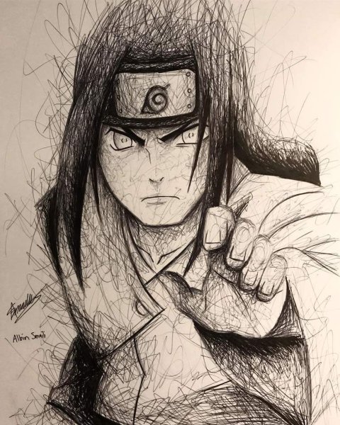 Неджи Хьюго карандашом