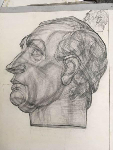 Рисунок гипсовой головы в Академии Штиглица