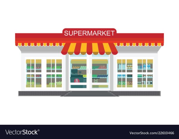 Иллюстрация здание магазин продуктовый