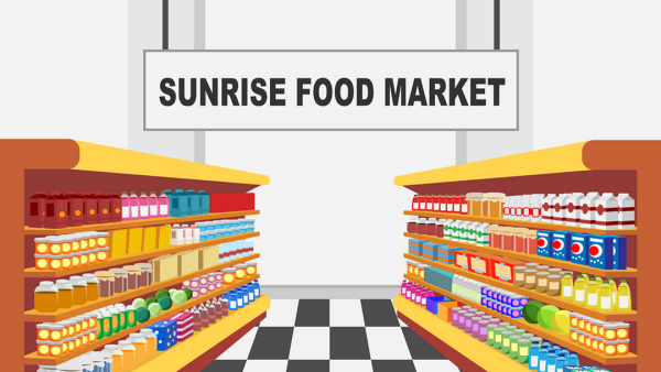 Магазин фон нарисованный